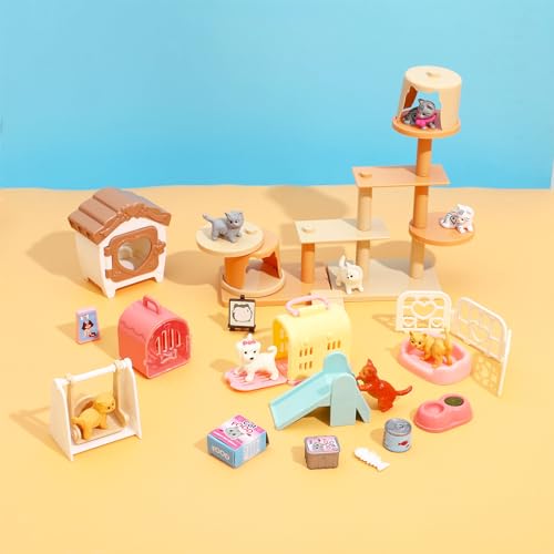 Realistic Cat Figurine Playset for Kids