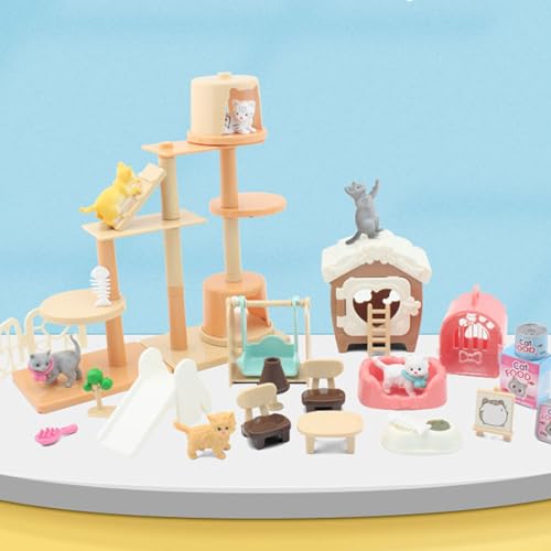 Realistic Cat Figurine Playset for Kids