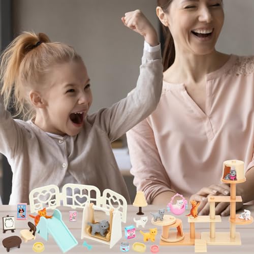 Realistic Cat Figurine Playset for Kids