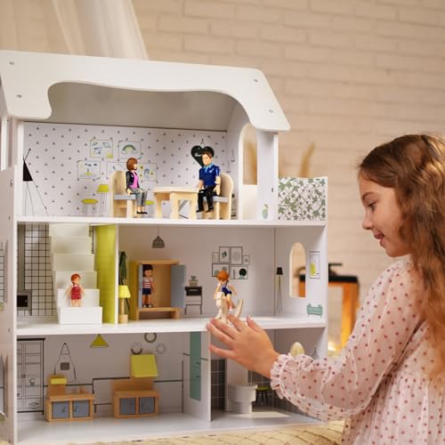 TOMLEON Bendable Dollhouse Figures and Accessories Set