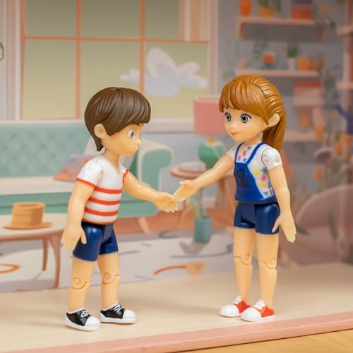 TOMLEON Bendable Dollhouse Figures and Accessories Set