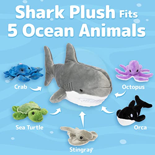 PREXTEX Plush Toy Shark with 5 Sea Animals