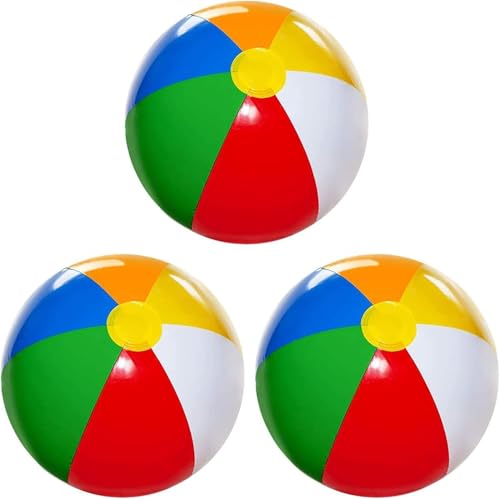 Rainbow Inflatable Beach Balls - 3 Pack