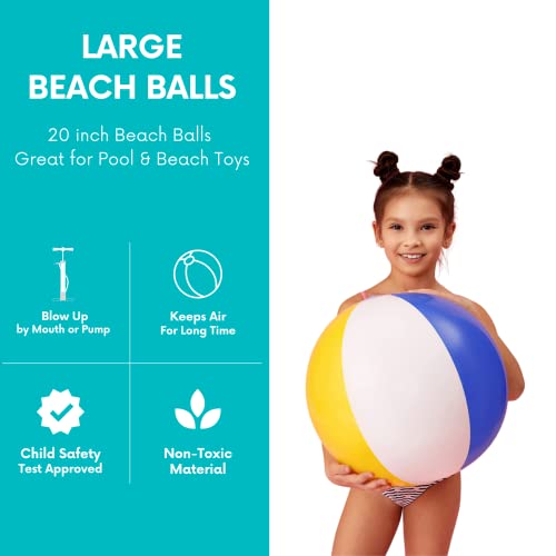 Rainbow Inflatable Beach Balls - 3 Pack