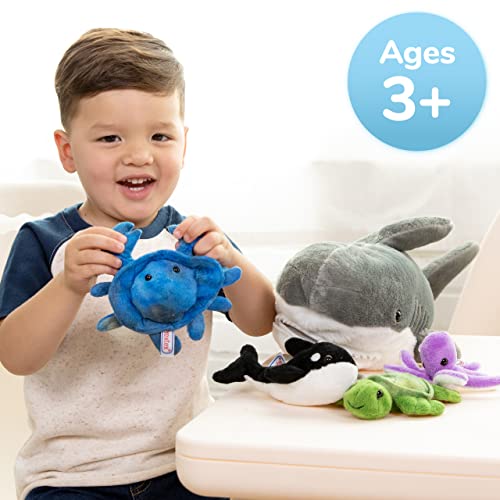 PREXTEX Plush Toy Shark with 5 Sea Animals