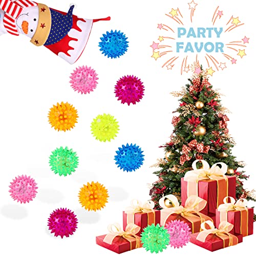 60 Pack LED Light Up Spiky Rubber Balls