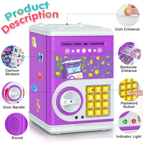 Purple Kids' Electronic Piggy Bank Toy