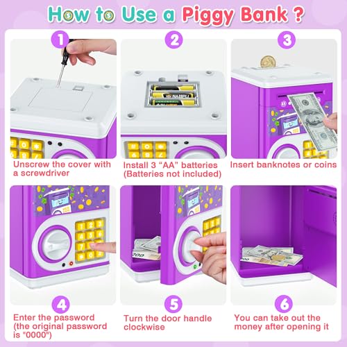 Purple Kids' Electronic Piggy Bank Toy
