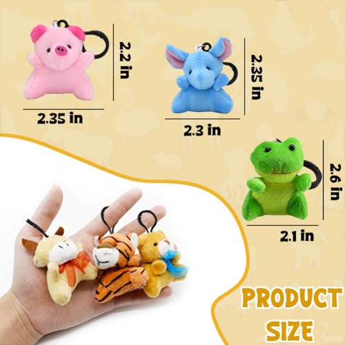 24Pack Mini Animal Plush Keychain Toy Set for Kids
