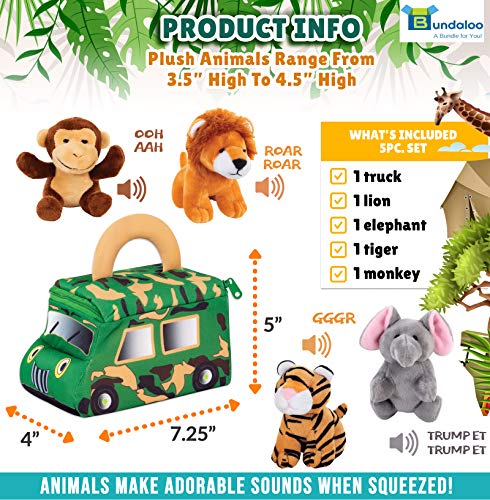 Plush Jungle Animal Set with Sounds and Truck