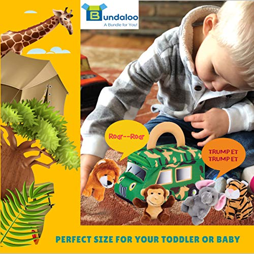 Plush Jungle Animal Set with Sounds and Truck