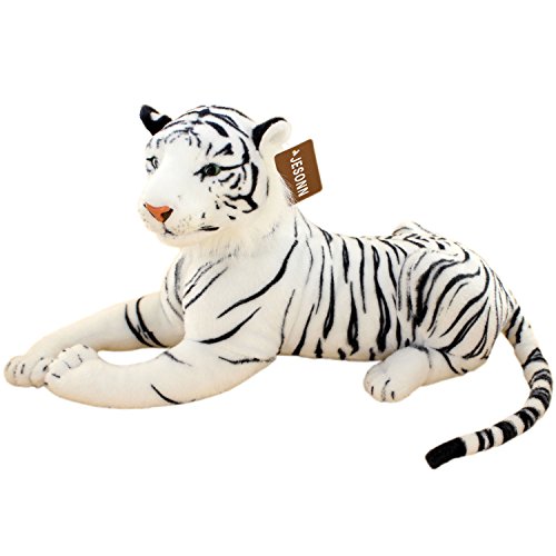 Realistic White Tiger Plush Stuffed Animal Toy