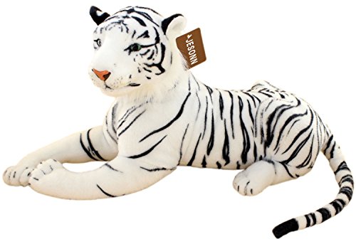 Realistic White Tiger Plush Stuffed Animal Toy
