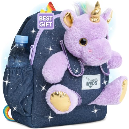 Purple Unicorn Toddler Backpack with Stuffed Toy