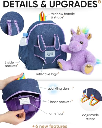 Purple Unicorn Toddler Backpack with Stuffed Toy