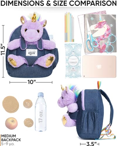 Purple Unicorn Toddler Backpack with Stuffed Toy