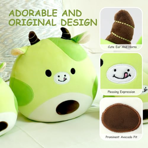Cute Green Avocado Cow Plush Toy for Kids