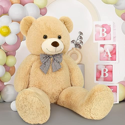 Giant 4ft Tan Plush Teddy Bear Stuffed Animal
