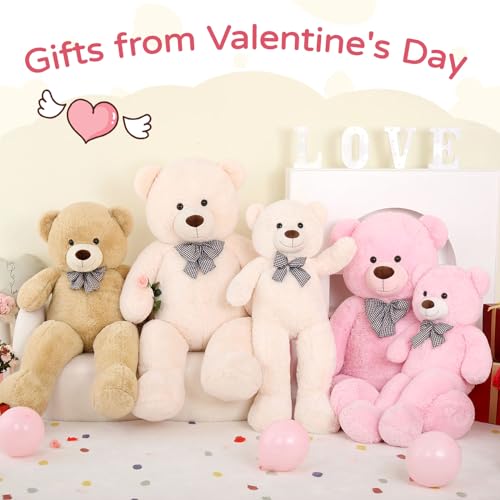 Giant 4ft Tan Plush Teddy Bear Stuffed Animal