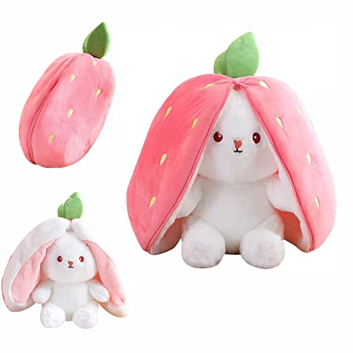 Reversible Strawberry Carrot Easter Bunny Stuffed Animal Toy
