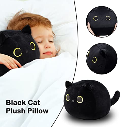 8" Black Cat Plush Pillow Toy for Kids