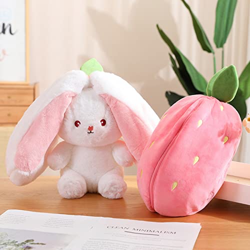 Reversible Strawberry Carrot Easter Bunny Stuffed Animal Toy