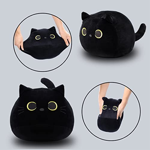 8" Black Cat Plush Pillow Toy for Kids