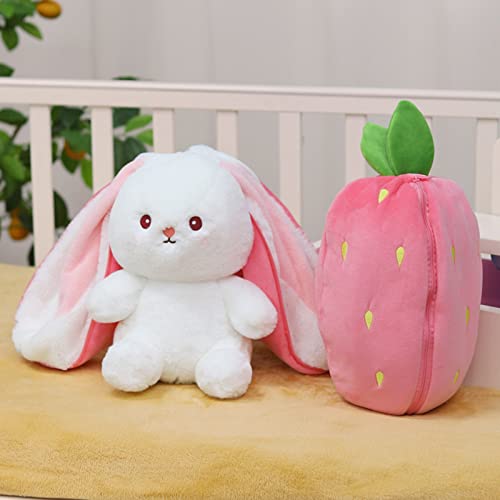 Reversible Strawberry Carrot Easter Bunny Stuffed Animal Toy