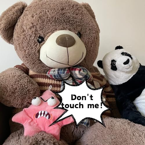 Cute Pink Grumpy Starfish Plush Keychain Toy