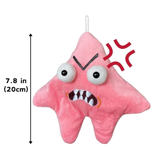 Cute Pink Grumpy Starfish Plush Keychain Toy