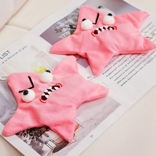 Cute Pink Grumpy Starfish Plush Keychain Toy