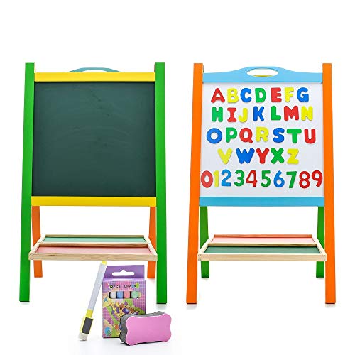 Kids' Double Sided Wooden Art Easel with ABCs