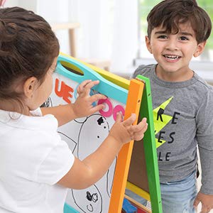 Kids' Double Sided Wooden Art Easel with ABCs