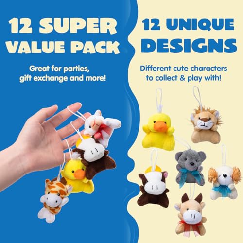 12 Pack Random Mini Animal Plush Toy Assortment