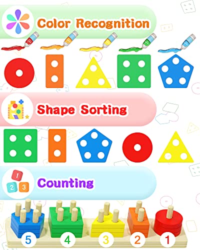 Yetonamr Montessori Wooden Sensory Toys for Toddlers