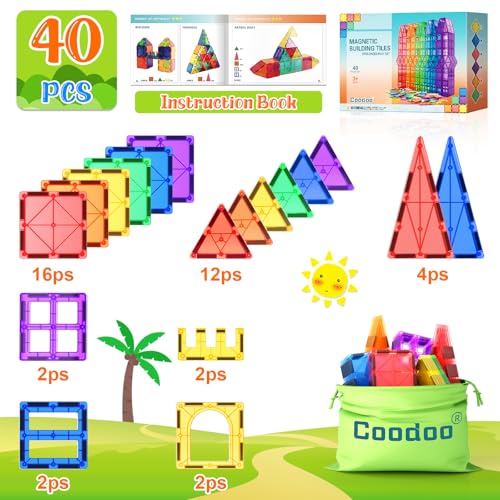 40PCS Magnetic Building Tiles for Kids 3+