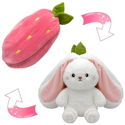 Reversible Bunny Stuffed Animal Pillow - Cute Pink