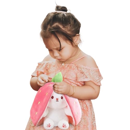 Reversible Bunny Stuffed Animal Pillow - Cute Pink