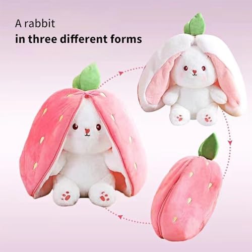 Reversible Bunny Stuffed Animal Pillow - Cute Pink