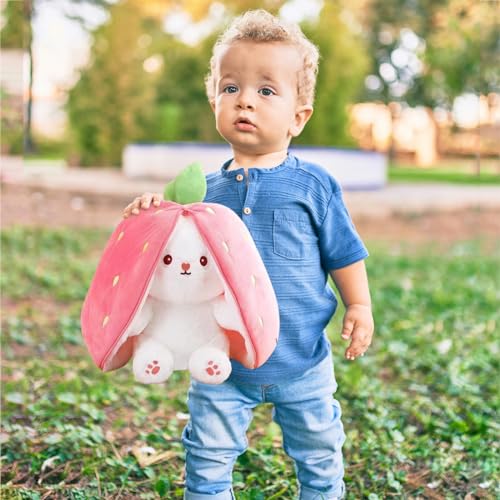 Reversible Bunny Stuffed Animal Pillow - Cute Pink