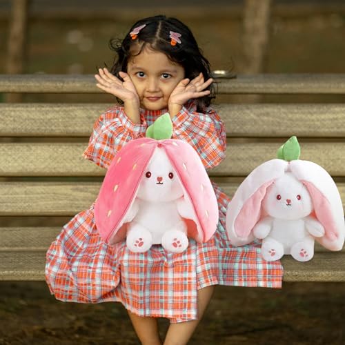 Reversible Bunny Stuffed Animal Pillow - Cute Pink