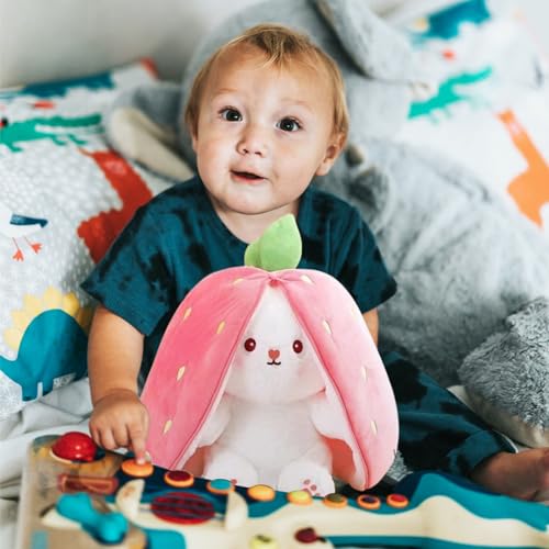Reversible Bunny Stuffed Animal Pillow - Cute Pink