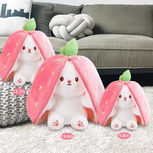 Reversible Bunny Stuffed Animal Pillow - Cute Pink