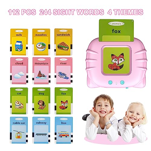 Talking Flash Cards for 3-6 Kids Sight Words EducationalToys,Makolle Toddler Learning Toys Speech Therapy Sensory Toys for Autistic Children 224 Sight Words Flashcards Toys Birthday Gifts for Boy Girl