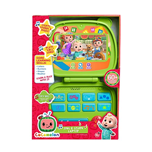 CoComelon Sing and Learn Laptop Toy for Kids, Lights, Sounds, and Music Encourages Letter, Number, Shape, and Animal Recognition, Officially Licensed Kids Toys for Ages 18 Month by Just Play
