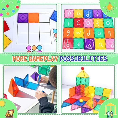 Magnetic Tiles Toddler Toys Games Sensory Toys for Toddlers 3-4 Magnetic Blocks for Kids Age 3-5 4-8 Outdoor Toddler Activities Preschool Building Learning Toys