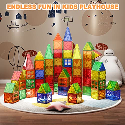 Magnetic Tiles Toddler Toys Games Sensory Toys for Toddlers 3-4 Magnetic Blocks for Kids Age 3-5 4-8 Outdoor Toddler Activities Preschool Building Learning Toys