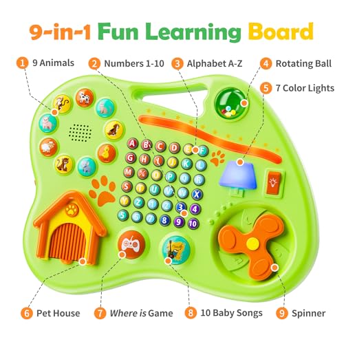 9-in-1 Bilingual Learning Toys for Toddlers 1-3, Montessori Educational Toy for 1-2 Year Old Girl Boy, Musical Baby Toy 6-12-18 Month Age, First Christmas 1st Birthday Gifts for 1+ Year Old