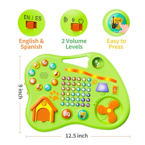 9-in-1 Bilingual Learning Toys for Toddlers 1-3, Montessori Educational Toy for 1-2 Year Old Girl Boy, Musical Baby Toy 6-12-18 Month Age, First Christmas 1st Birthday Gifts for 1+ Year Old