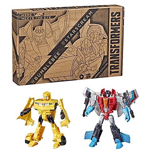Transformers Toys Heroes and Villains Bumblebee and Starscream 2-Pack Action Figures - for Kids Ages 6 and Up, 7-inch (Amazon Exclusive)